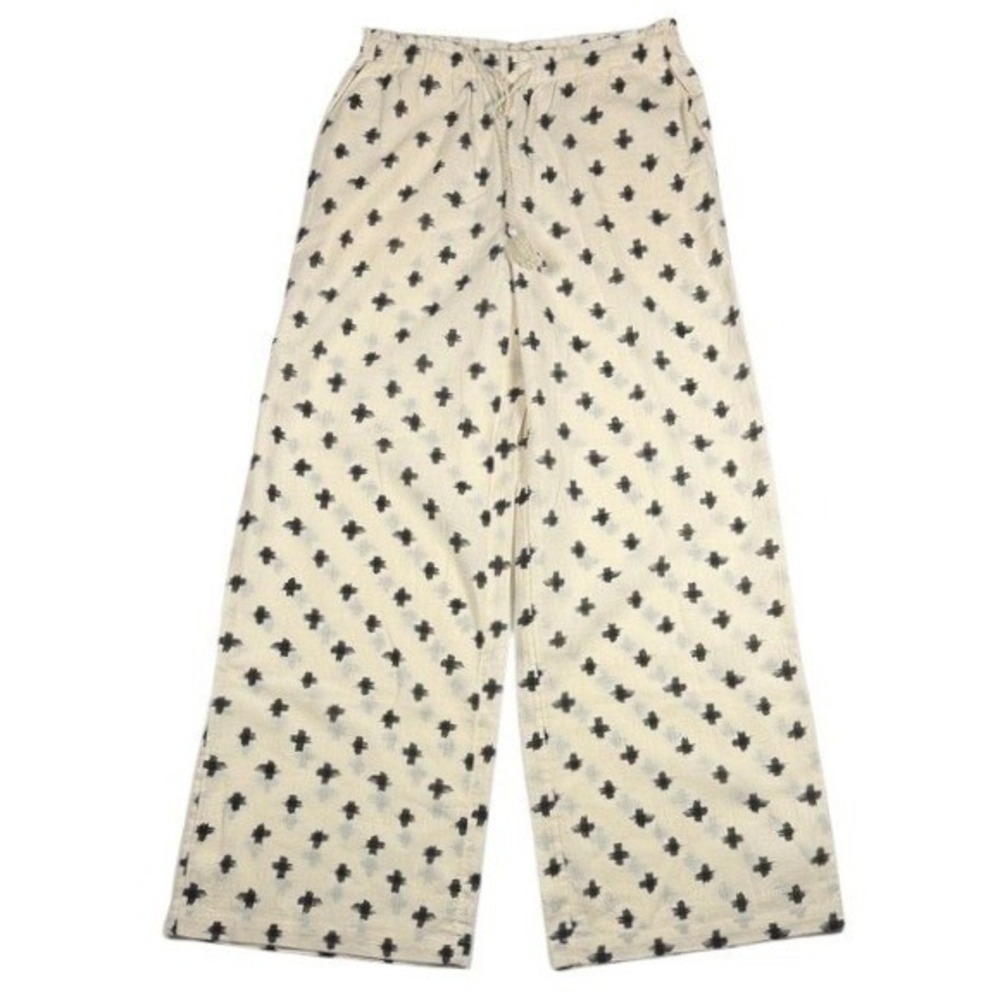 Madewell Women XS Cream Black Ikat Cross Wide Leg Cotton Pants F0054 SP16